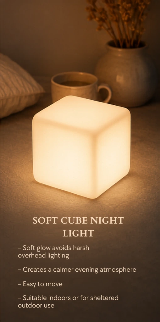 Soft cube night light and benefits
